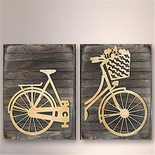 Deluxdesigns Messenger Bike Wooden Decorative - 2 Piece, Multicolor DE2128689